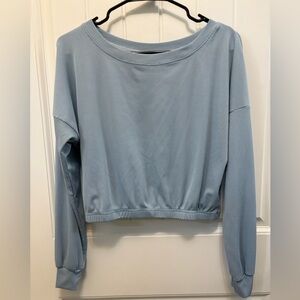 Blush Mark Blue ribbed long sleeve crop top. Woman’s Size XL.